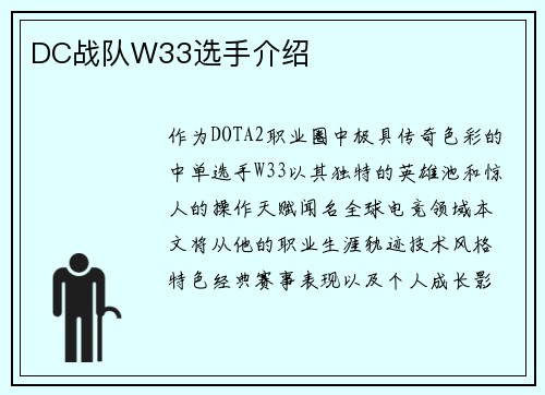 DC战队W33选手介绍