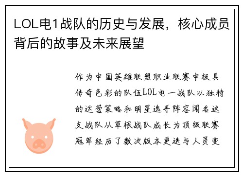 LOL电1战队的历史与发展，核心成员背后的故事及未来展望